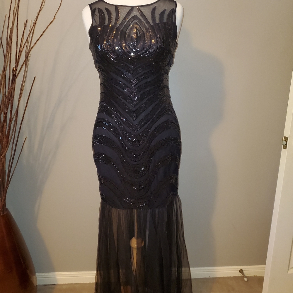Sexy Black Sequined Gown